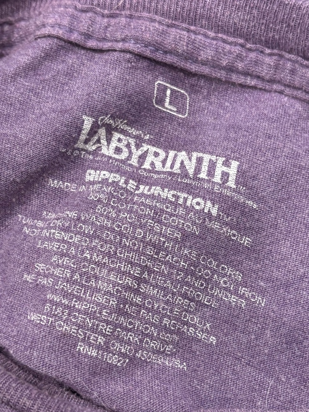 RIPPLE JUNCTION David Bowie Labyrinth Jareth It’s Only Forever TShirt Large - Picture 9 of 9